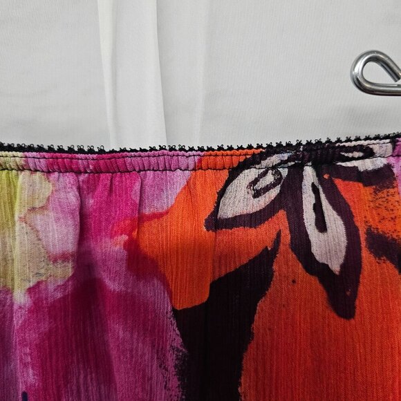 Chico's Pink Orange Artsy Silk Y2K Floral Boho Fairy Skirt 2 (L) - Picture 3 of 15